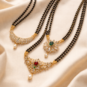 Black bead chains with pendants